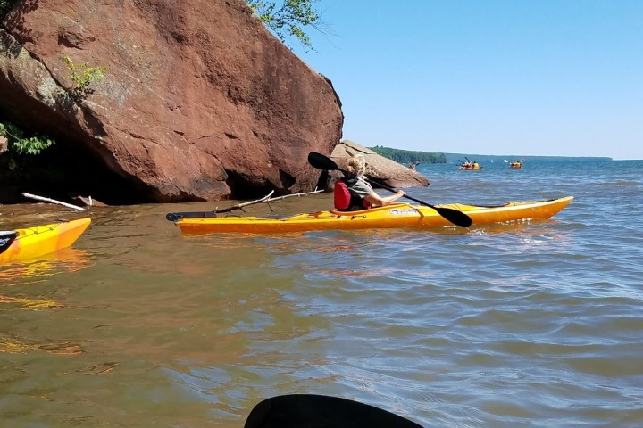 kayaking away from the island