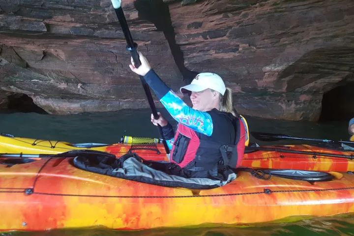 Kayaking at Meyers Beach and taking photos inside the cave