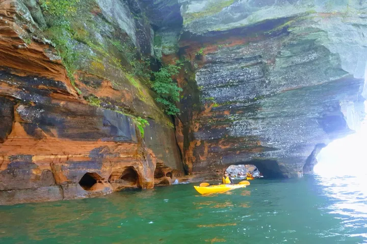 kayaking through Meyers Beach Sea Cave